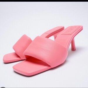 Zara leather heeled quilted sandals